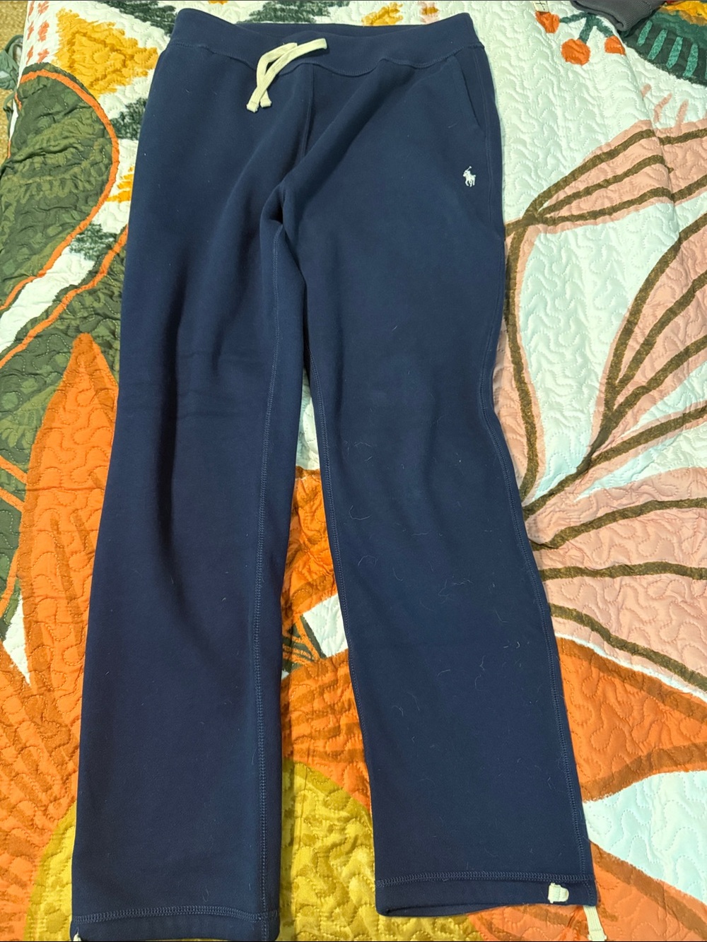 Ralph Lauren Navy Men’s  Sweatpants with Cream Drawstring
